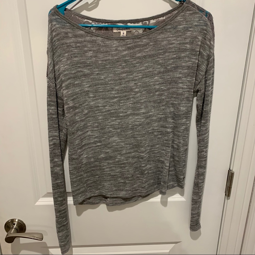 Aeropostale Lace Gray Sweater